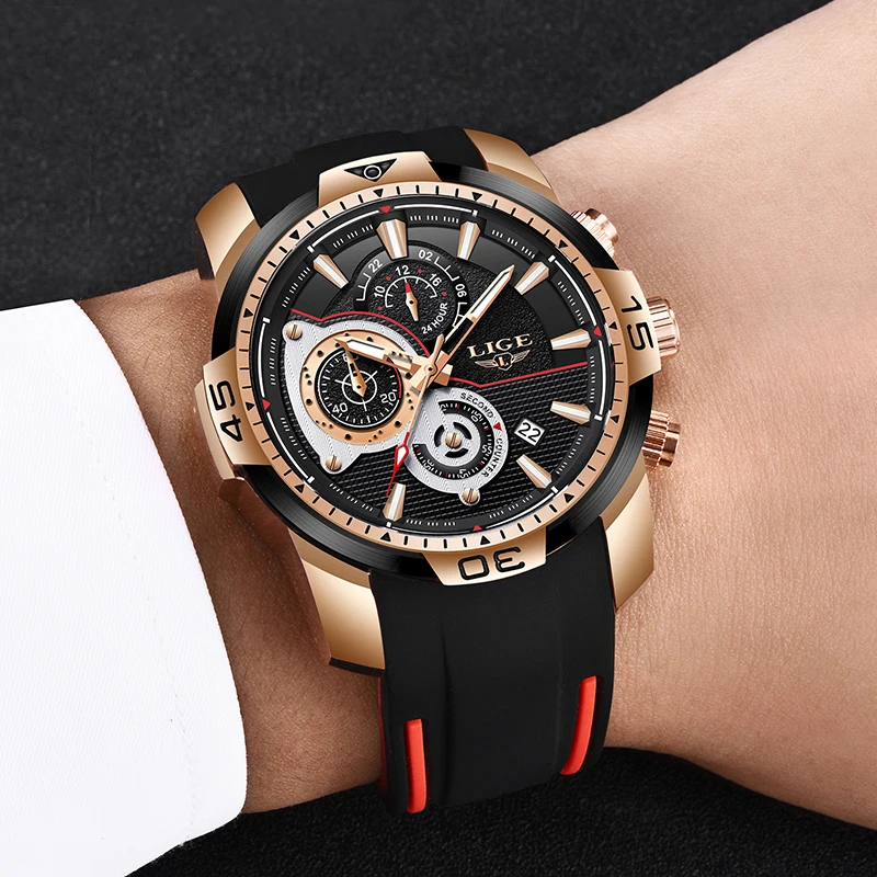 2019New LIGE Silicone Strap Men Watches Fashion Top Brand luxury Business Luminous Quartz Watch Casual Waterproof Date Clock | Наручные