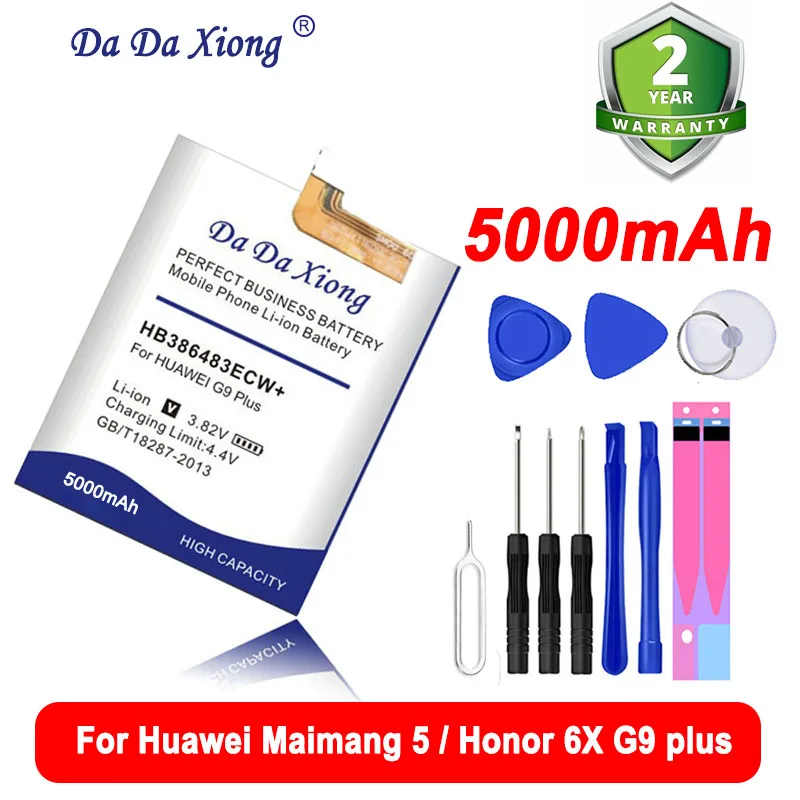 

DaDaXiong 5000mAh HB386483ECW+ For Huawei Honor 6X Maimang 5 G9 Plus MLA-AL00 MLA-AL10 G9Plus Phone Battery