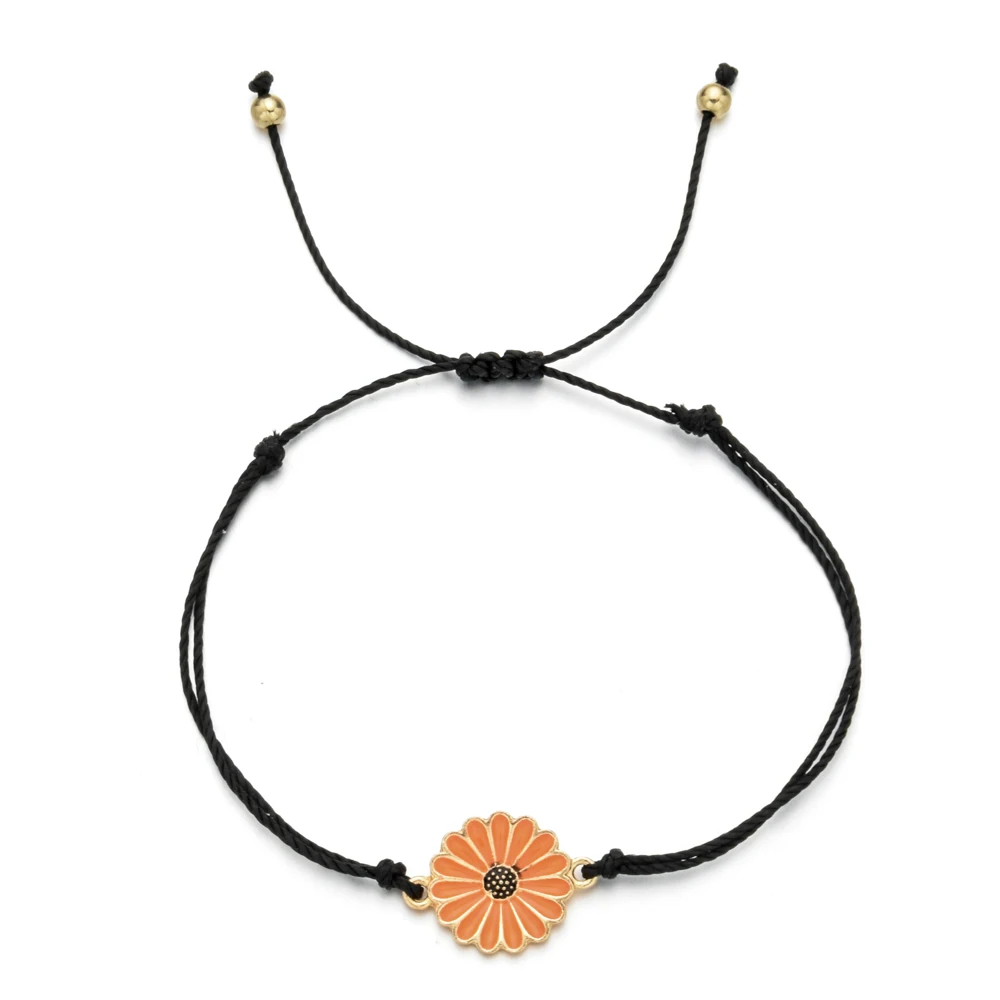 Новый эмалированный очаровательный плетеный браслет в виде подсолнуха для