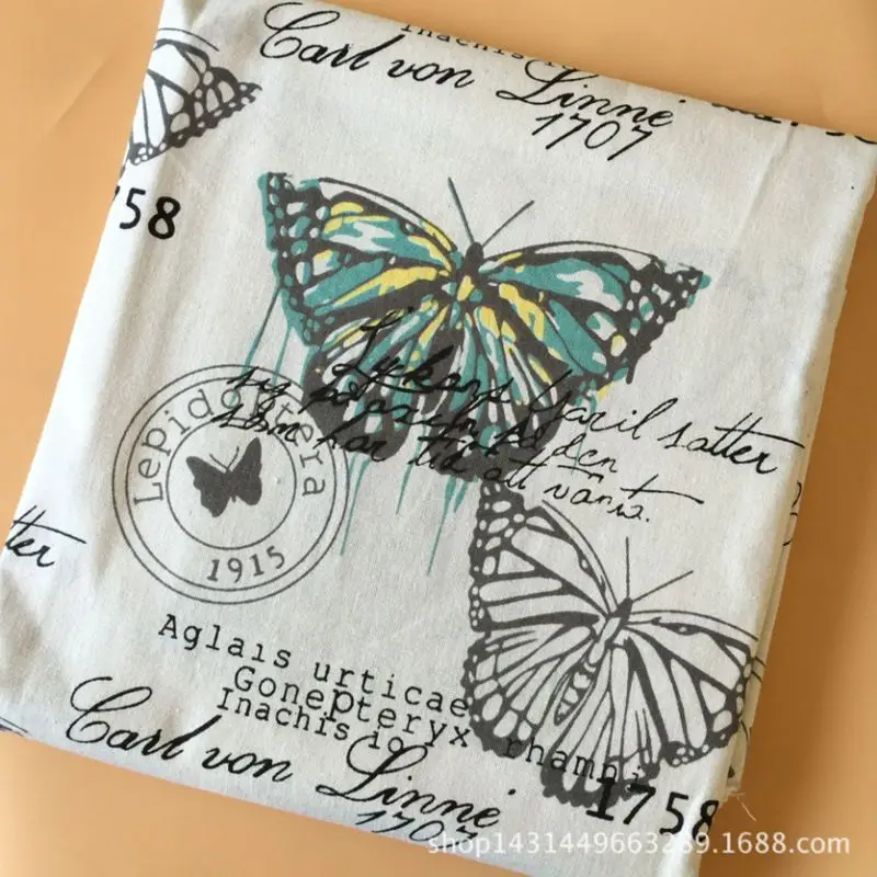 christmas polyester cotton fabric printed butterfly linen-like fabric for home decoration sewing material 45x150cm W300022 - Цвет: 1