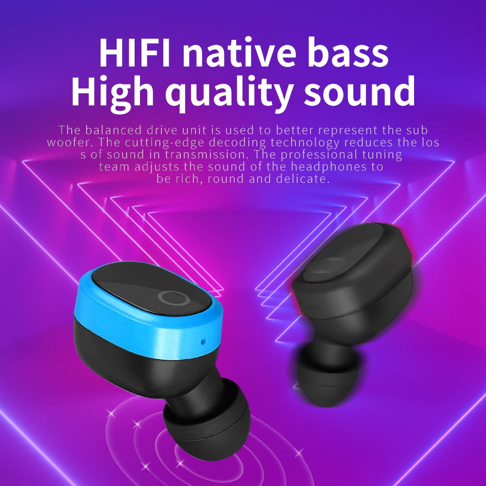 Bluetooth наушники TWS водонепроницаемые синие/черные|Наушники и гарнитуры| |