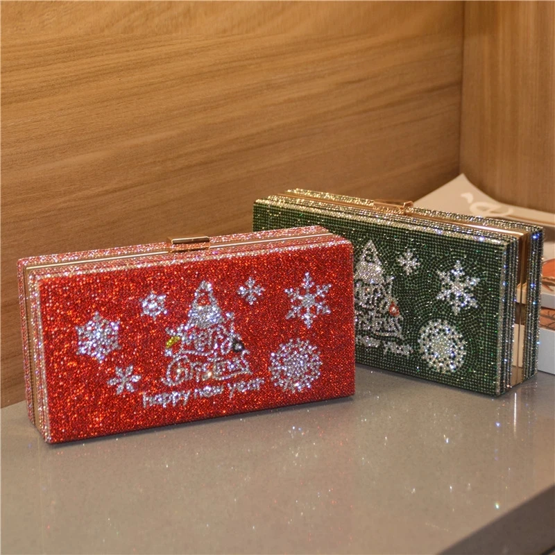 

Luxury Women's Wedding Clutch Bag Diamond Rhinestone Party Purse and Handbag Cylindrical Small Chain Shoulder Bag ZD1990