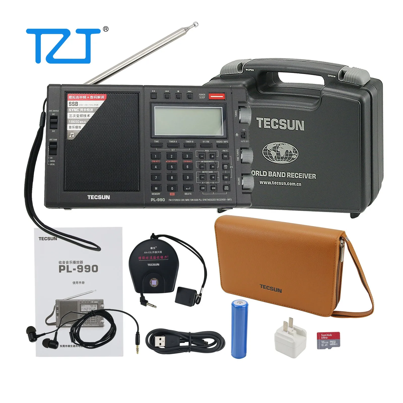 

Tecsun Radio 64-108MHz PL-990 Portable Full Band Radio Receiver FM LW MV SW SSB Radio DSP Music Speaker