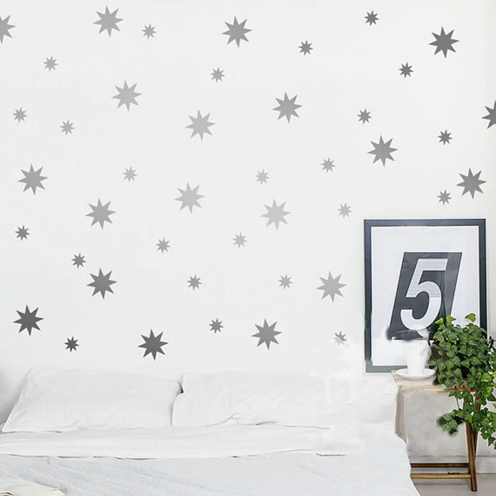 19 шт./компл. Золотые/Серебристые/черные настенные наклейки снежной звезды для