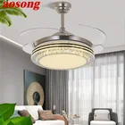 Потолочный вентилятор AOSONG, невидимый кристаллический светодиодный светильник с дистанционным управлением, современный роскошный для дома