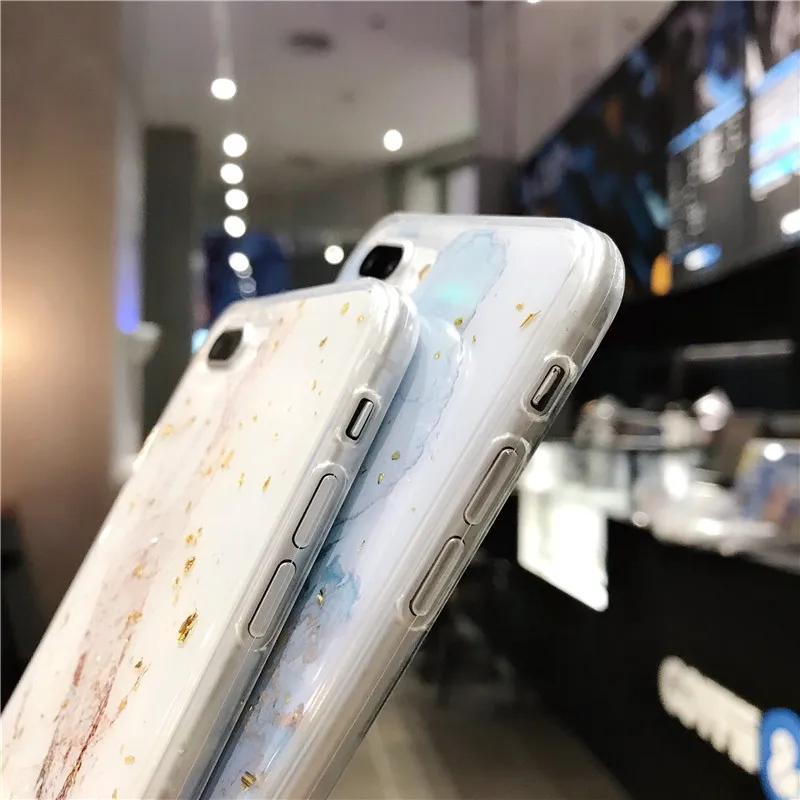 Lovebay Блестящий Золотой фольга мраморный чехол для телефона iPhone 11 Pro XS Max XR Мягкий