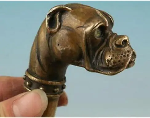 SHUN китайская старинная бронзовая ручная резная статуя собаки тростниковая