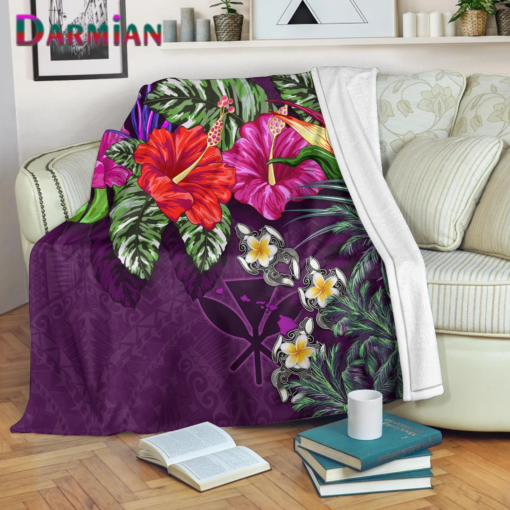 

DARMIAN Turtle Hibiscus Pattern Hawaiian Summer Soft Warm Blanket Fashion Home Quilts for Adults Kids Thin Sofa Nap Blankets New