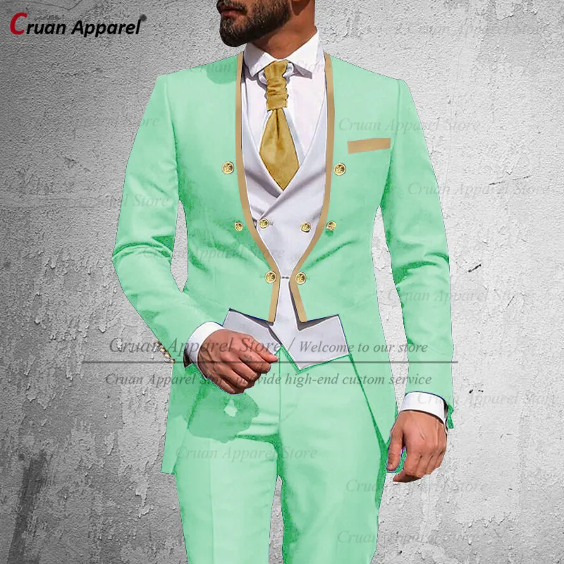 Новинка мужской мятный костюм 3 шт. стильные рандомные мужские облегающие бриджи