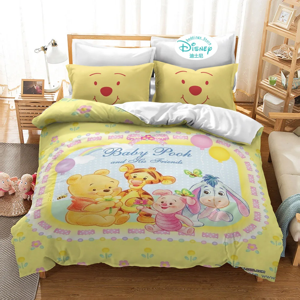 

Disney Cartoon Bedding Winnie The Pooh Piglet Tigger Down Duvet Quilt Cover Pillowcase Queen Size Girl Gift Bedroom Decor