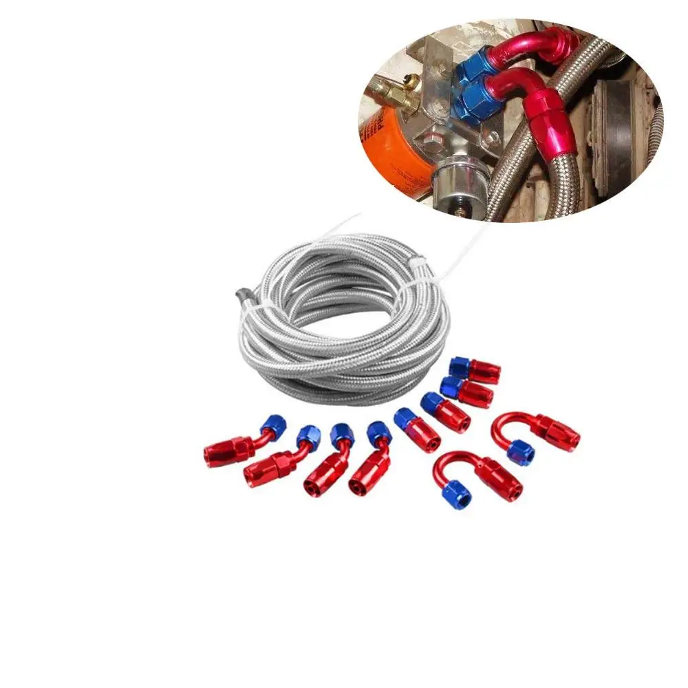 

1Set AN6 AN8 AN10 Stainless Steel Braided Ptfe Oil/Fuel Oil Line + Hose End Adaptor Kit Swivel Hose End Fuel Hose Line