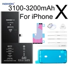 Аккумулятор Nohon для iPhone X, литий-полимерный аккумулятор большой емкости 3100-3200 мАч
