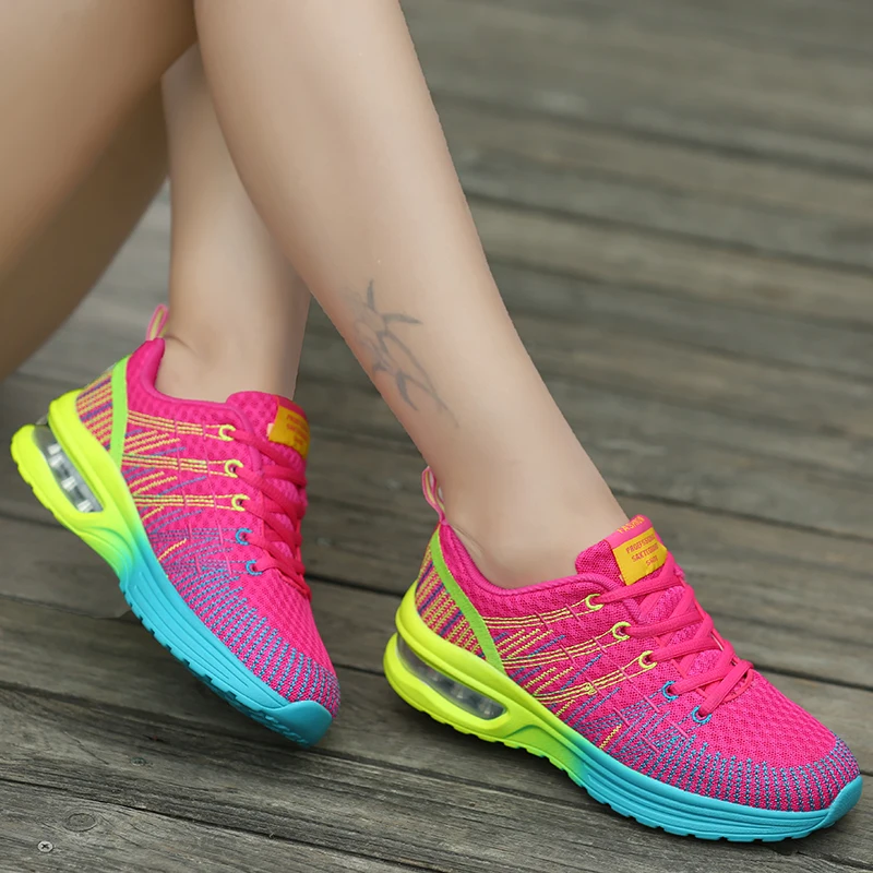 

New Breathable Running Shoes Air Cushion Woman Sports Shoes Brand Lace-up Outdoor Sneakers Brand Fitness Shoes Cheap Women Shoes