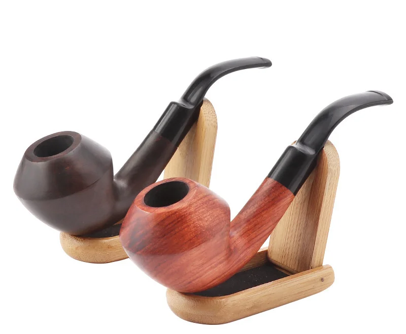 

Handmade Ebony Wood Pipe Chimney Filter Smoking Pipes Tobacco Pipe Cigar Gifts Bent Wooden Pipe Smoke Tool