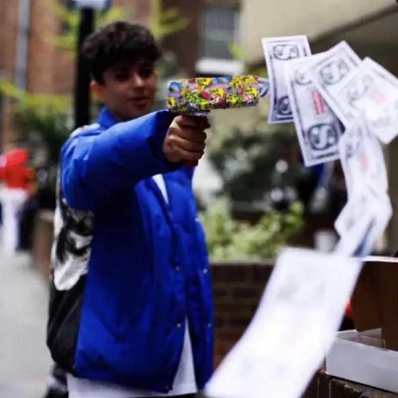 Денежный пистолет вертушка банкноты модная цветная игрушка подарок на день