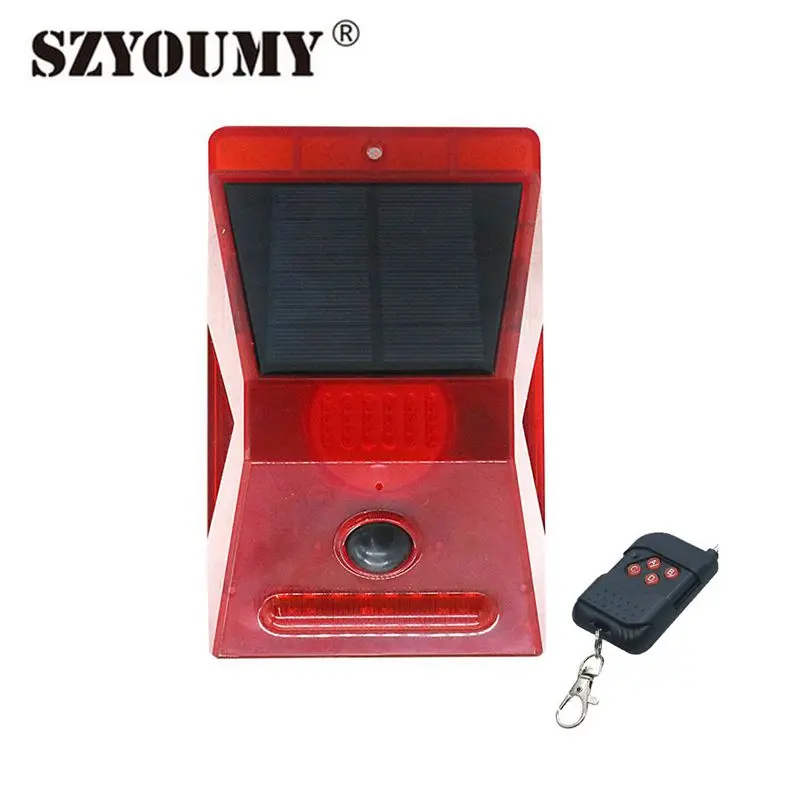 

SZYOUMY 8 Led Solar Alarm light 129db Sound With Remote Control Solar Strobe Flashing Security Siren Light For Farm Village Home