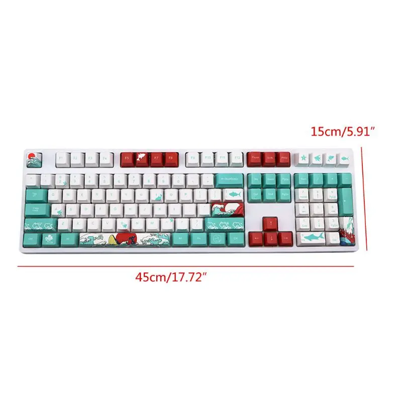 

5 Sides Dye-Sublimation 109 Ukiyo-e Sea Waves Keycap Mechanical Keyboard Keycaps