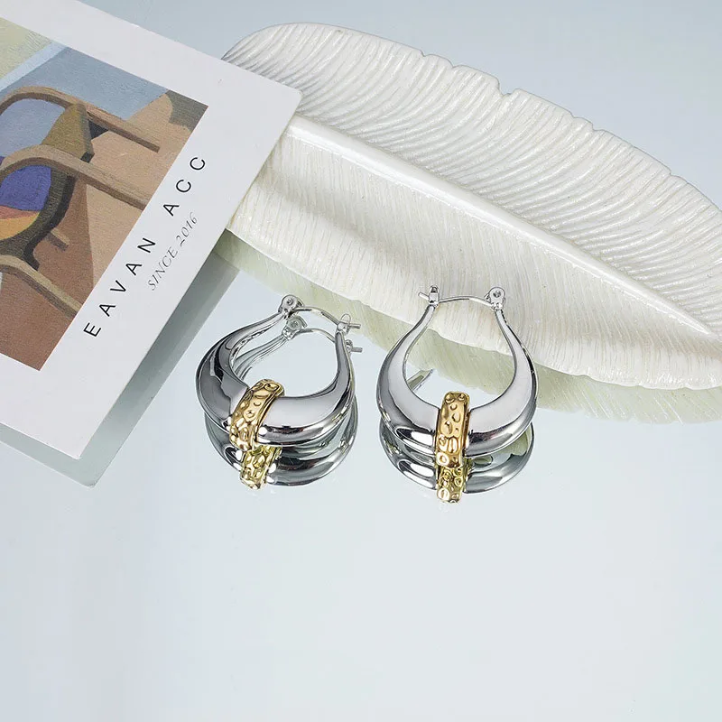 Золотые и серебряные двухцветные серьги-кольца для женщин уникальные