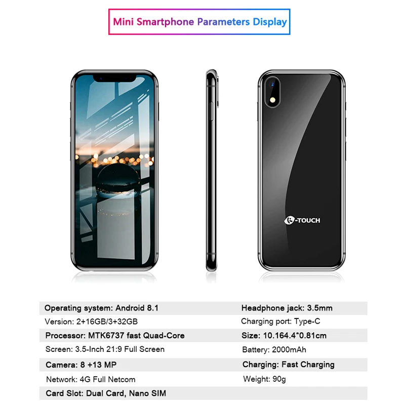 Поддержка Google play MTK6580 четырехъядерный android 8 1 3g смартфон 3 5 &quotмаленький мини