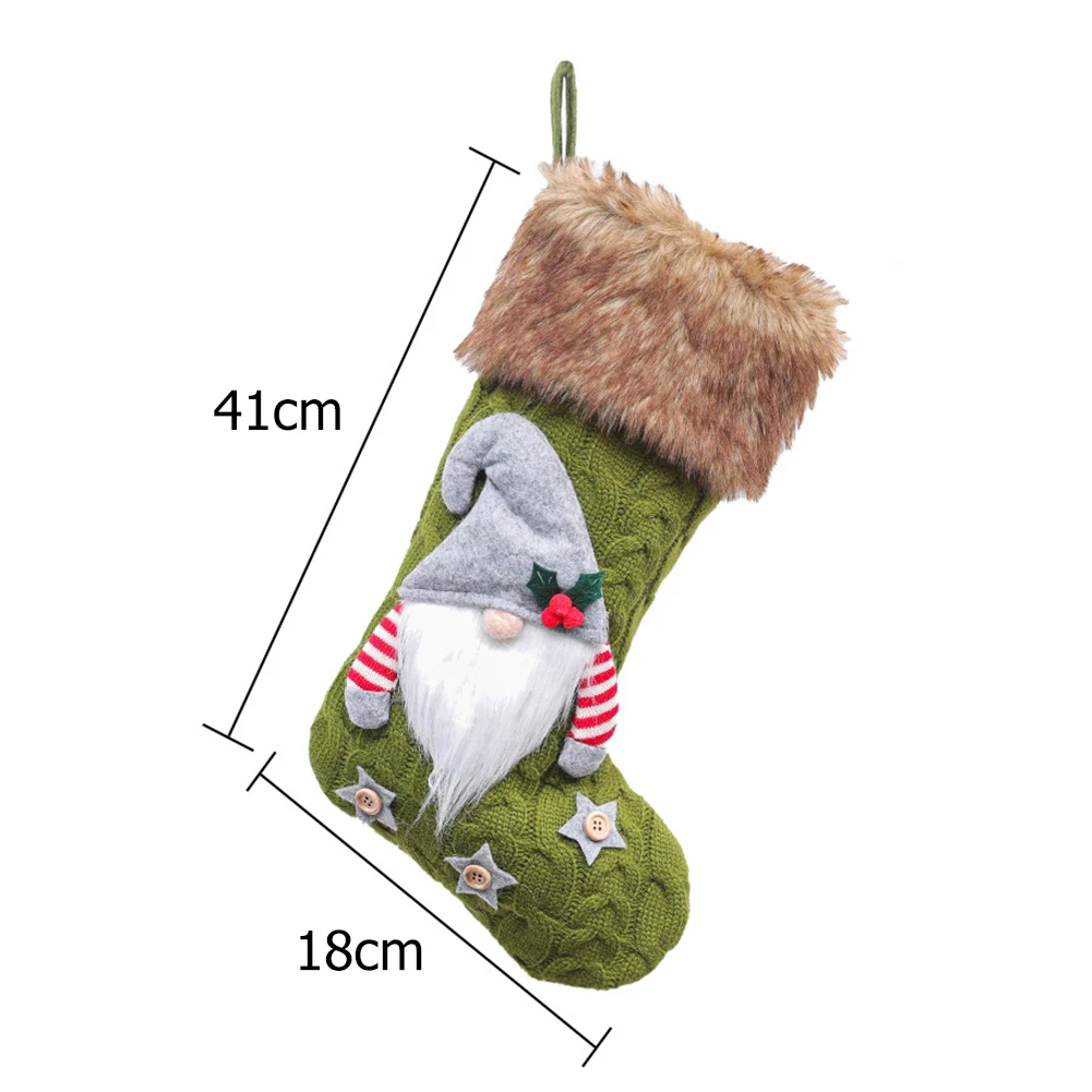 Большие рождественские чулки вязаные безликие Санта гном кукольный носок