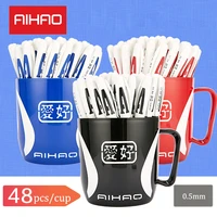 top brand promotions 48 famous brand aihao 801a 0 5mm cap neutral ink pen exam essential school and office supplies for smooth