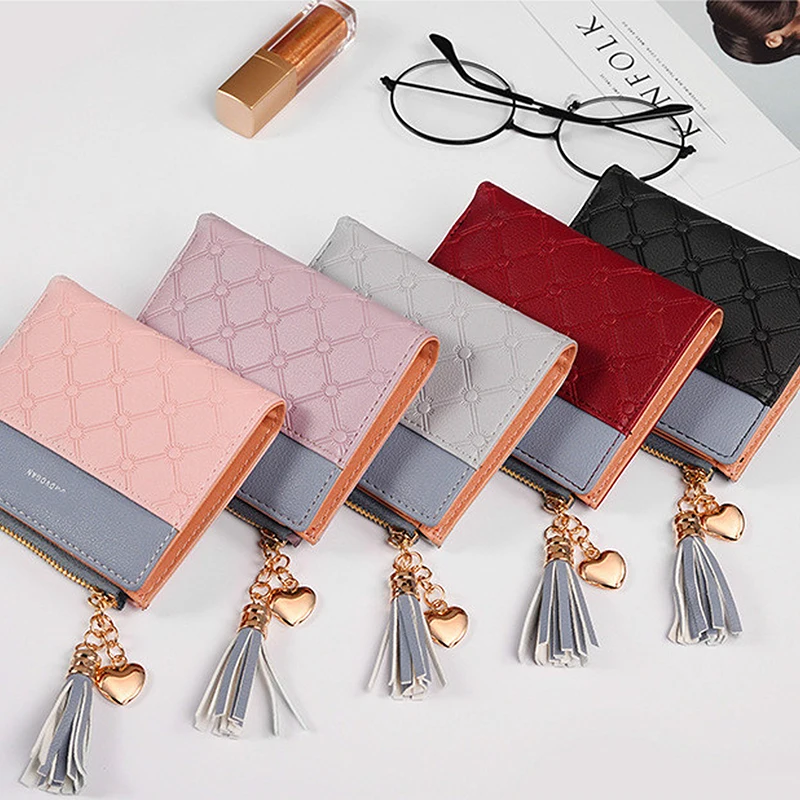 Кошелек с кисточками женский милый кошелек женские маленькие кожаные кошельки