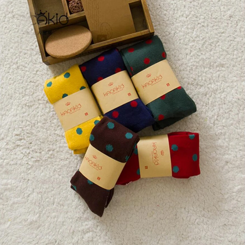 Милые колготки в горошек для новорожденных девочек весна-осень Хлопковые