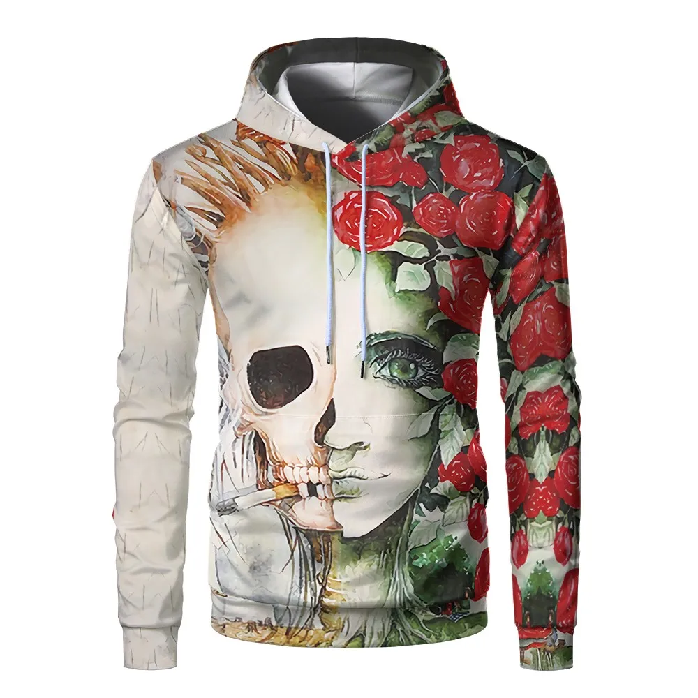 Новые модные с жутким черепом серии свитер капюшоном 3d печатных универсальное