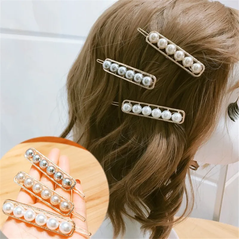 

Women Crystal Pearl Hair Clips Pins Button Jewelry Lady Elegant Sweet Barrette Ornament Headband Hairgrips Headwear Accessories