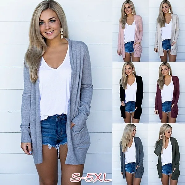 

Новинка, модный весенне-осенний женский кардиган с карманами из терилена, пальто для женщин