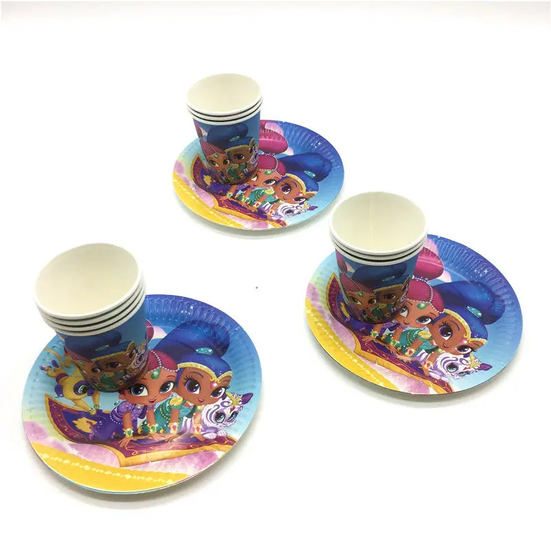 Мерцающие и блестящие 61 шт. наборы одноразовой посуды украшения для дня рождения