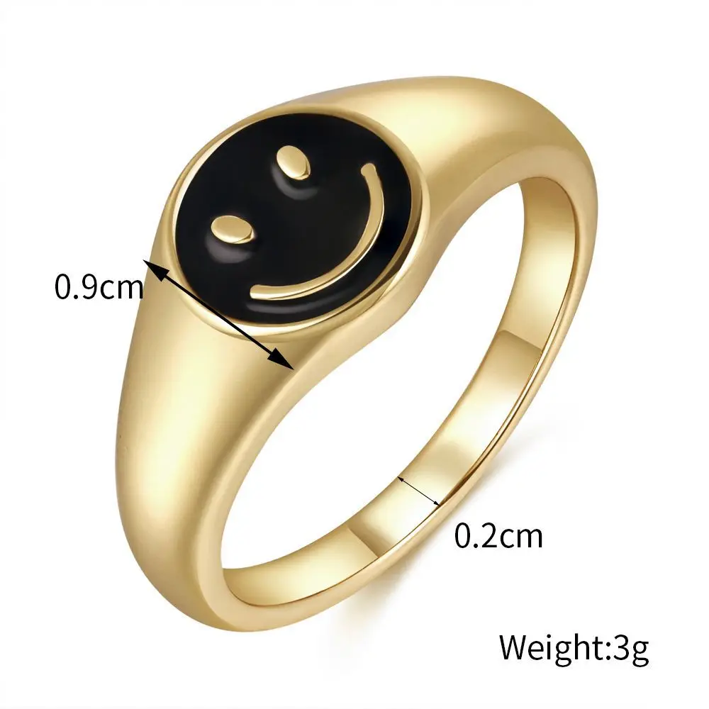 

Ring for Women 18K Gold Filled 925 Sterling Silver Color Smiley Face Tinilium Steel Rings Simple Party Jewelry Birthday Gift