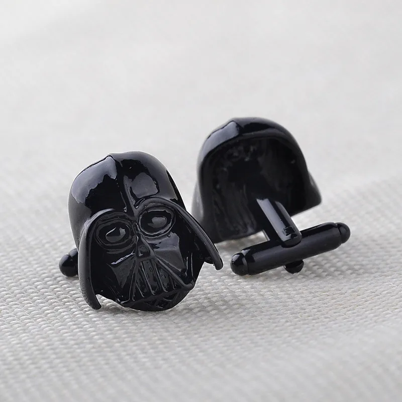 Запонки Звездные войны с черным покрытием гравировкой Дарт Вейдер застежки