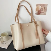high quality pu leather large shoulder bag fashion womens large capacity handbag messenger casual solid color designer handbag