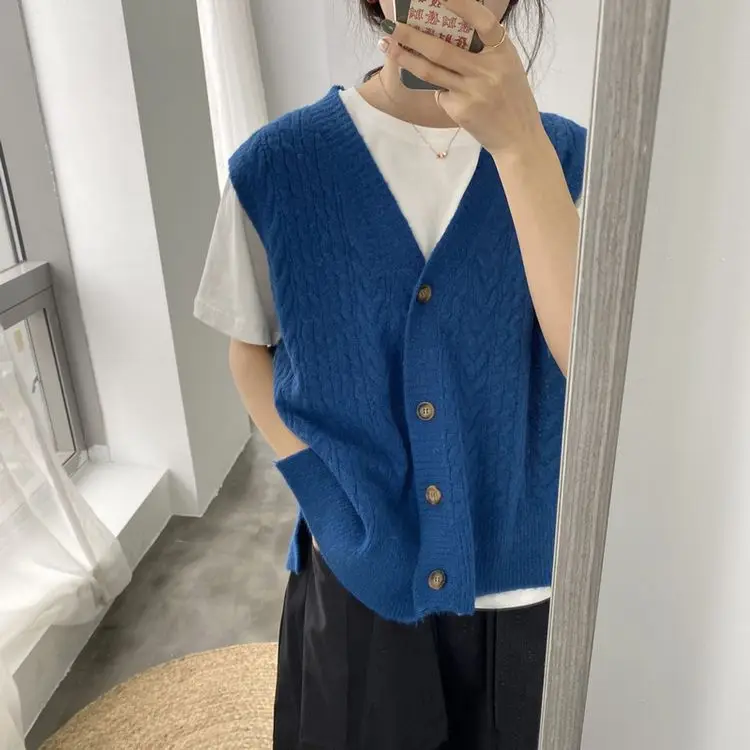 Новинка свободный свитер без рукавов весенне осенний женский жилет свитера