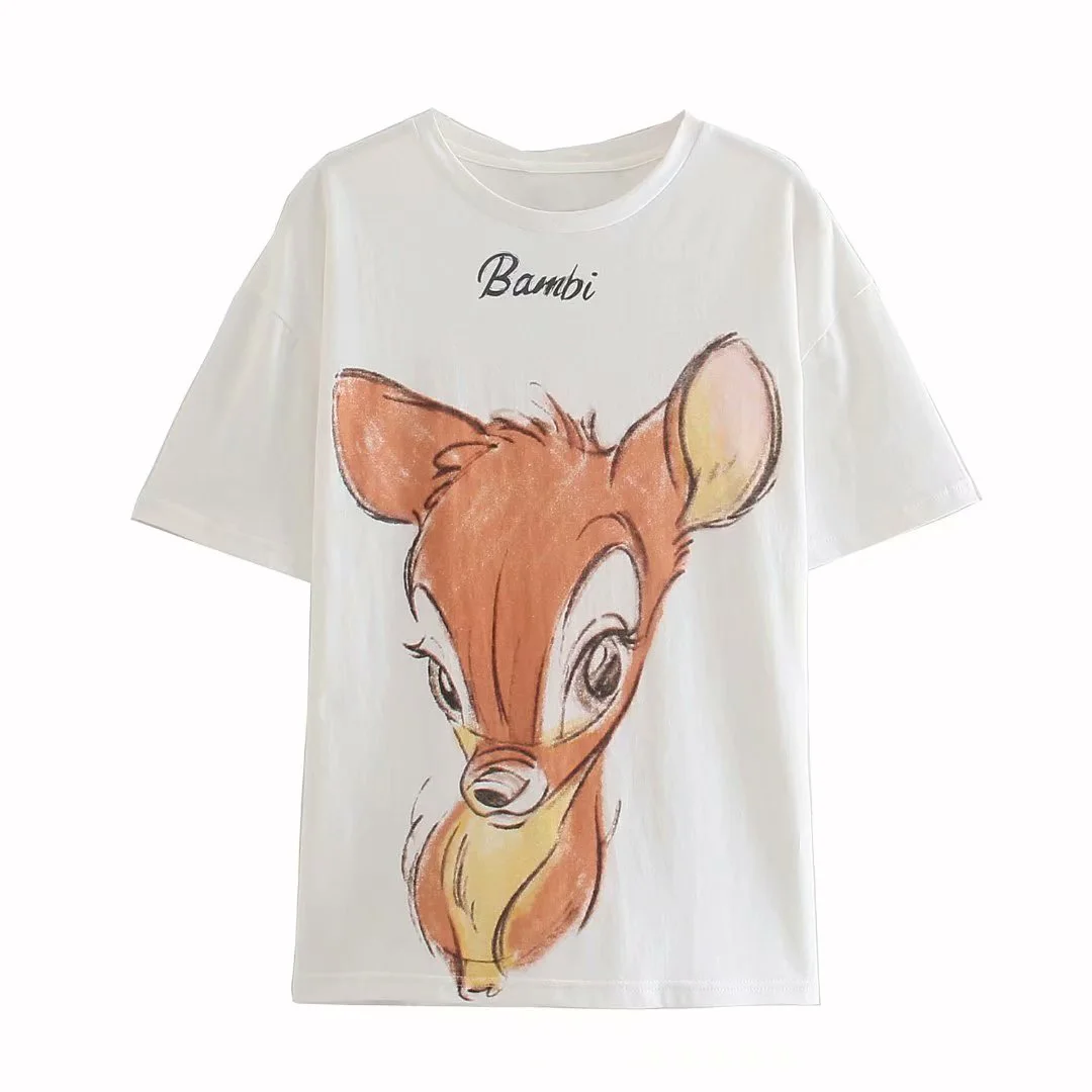 

Disney's new summer European and American style all-match women's wear Bambi series loose and slim cotton short-sleeved T-shirt