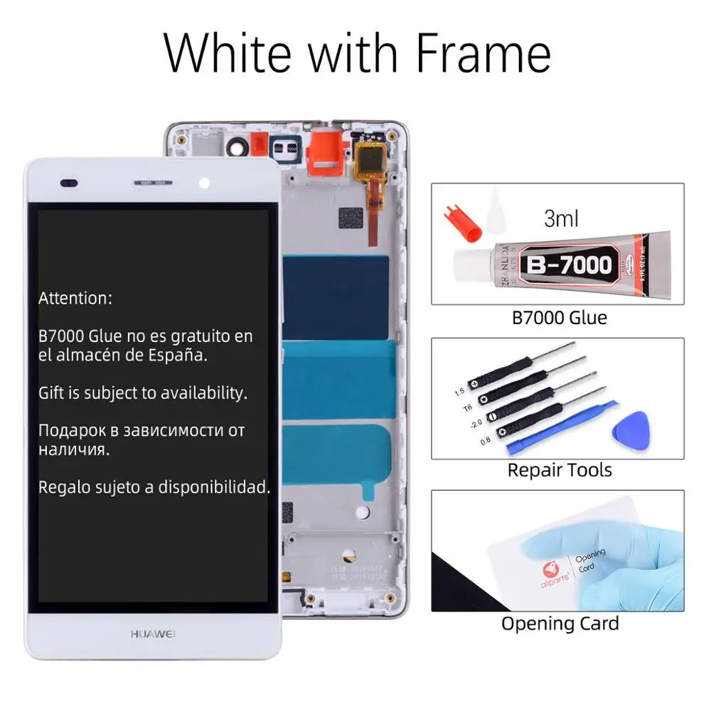 Дисплей для HUAWEI P8 Lite LCD в сборе с тачскрином на рамке 5.0‘’ черный белый золото - Цвет: White with Frame