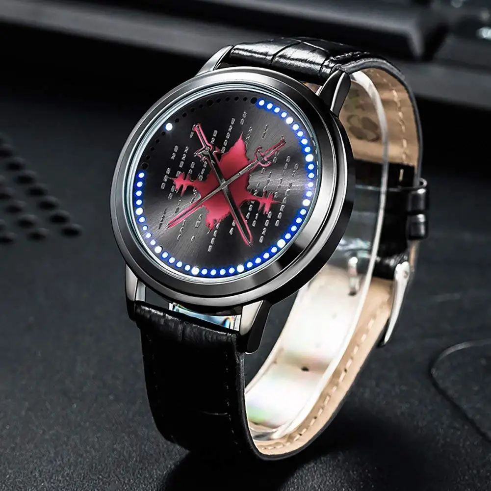 Аниме меч искусство онлайн SAO светодиодный водонепроницаемый часы Кирито костюм