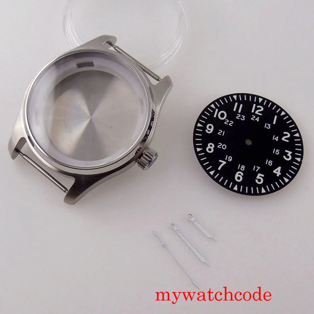 

39mm Tandorio Stainless Steel Watch Case Black Sterile Dial For NH35 NH36 Automatic Movement Green Luminous