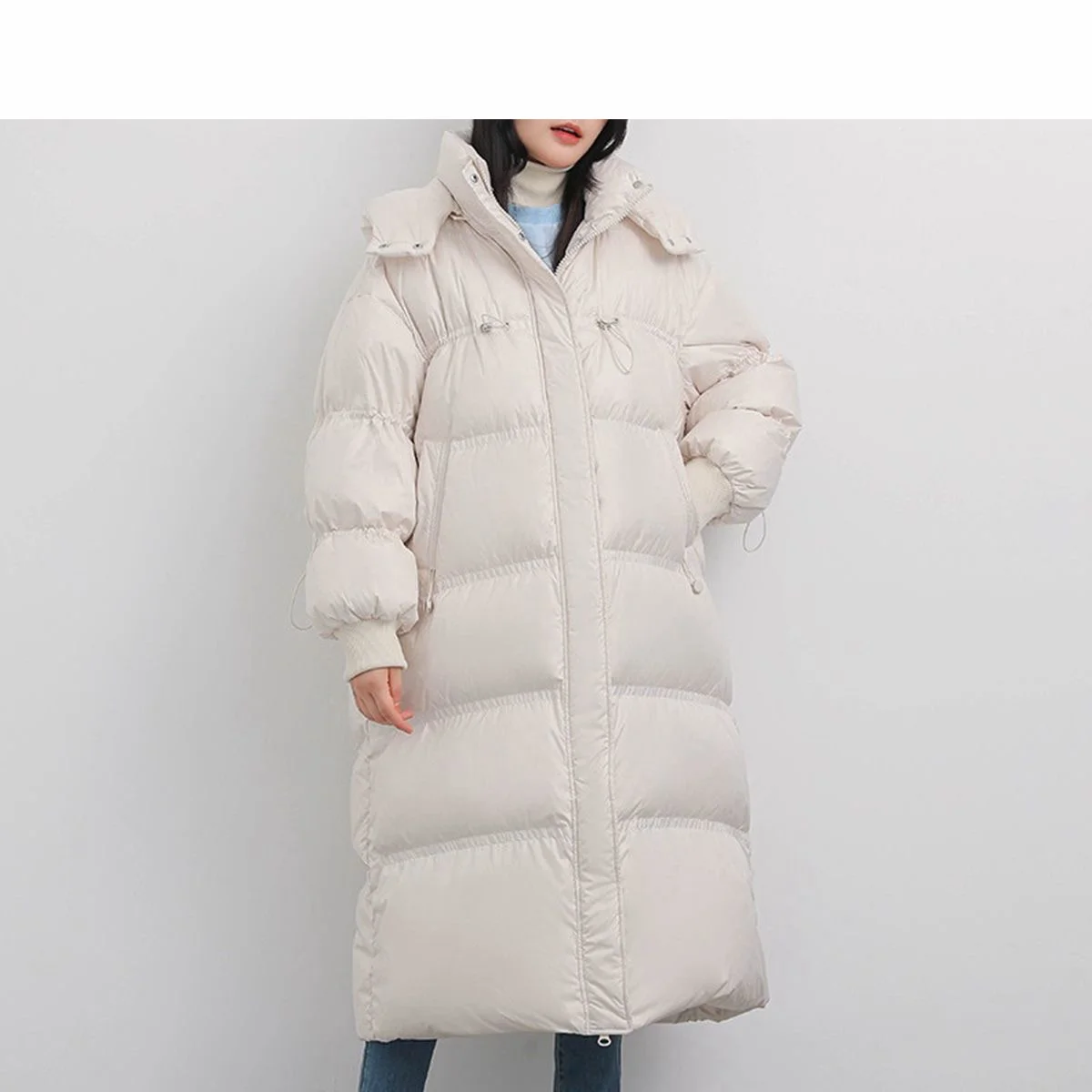 

Thicken Oversized Winter Women Jacket With A Hood Stand Collar Female Parkas Black Coat Casual X-long Puffer Outerwear