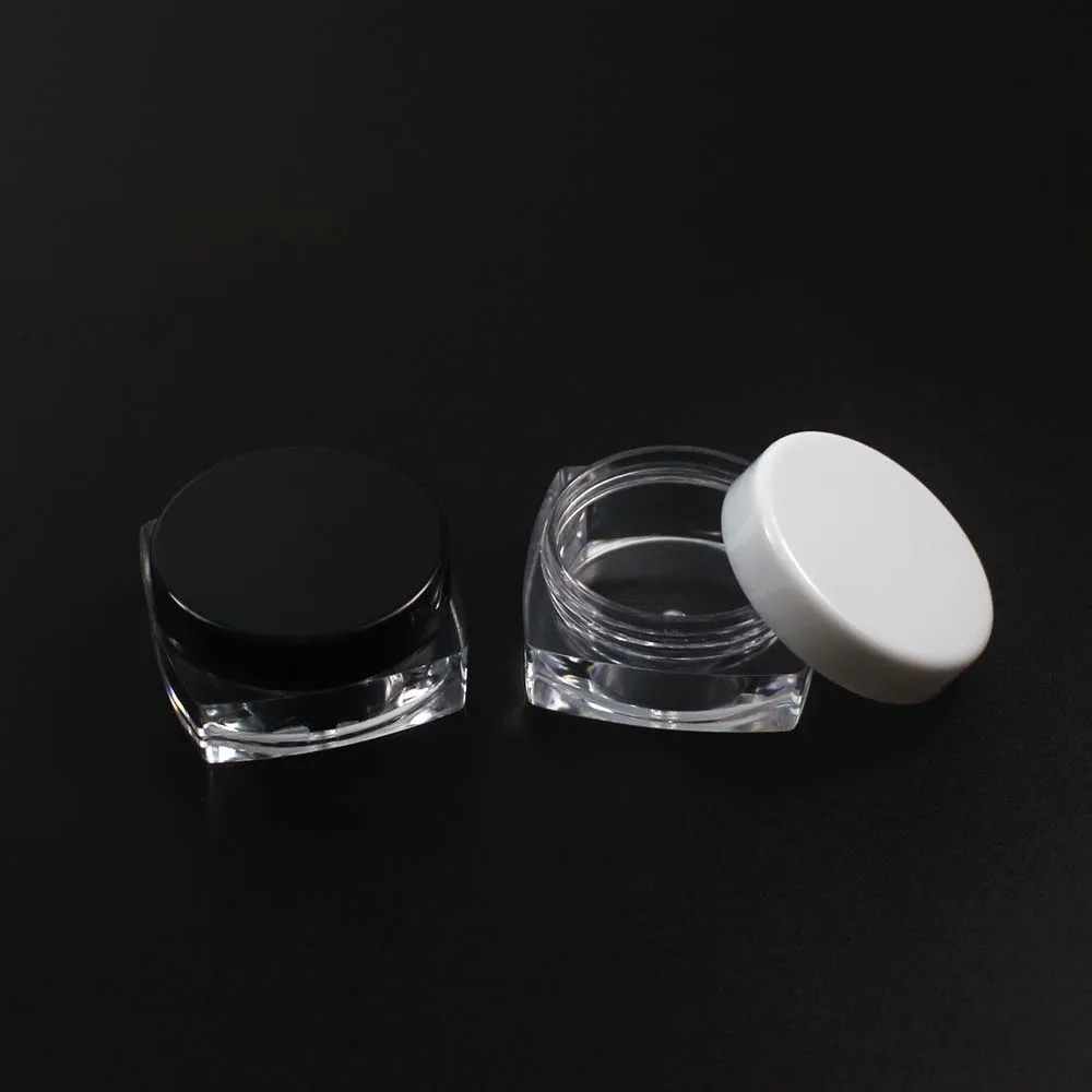 100 шт./лот 5 мл Со стразами и квадратной пластиковая баночка прозрачная 5g крем