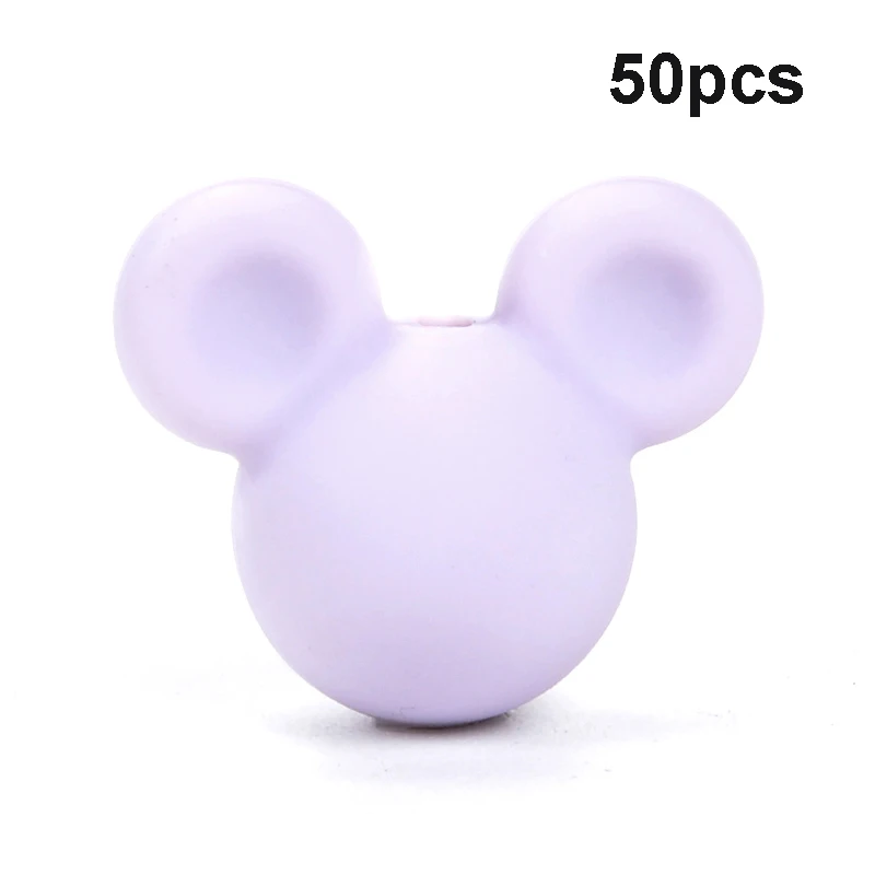 Lavender fog LOFCA 50 шт силиконовые бусины для прорезывания зубов Микки детские бусины для прорезывания зубов силиконовые бусины пищевого качества BPA бесплатно DIY Изготовление ожерелий с подвесками - Цвет: Lavender fog