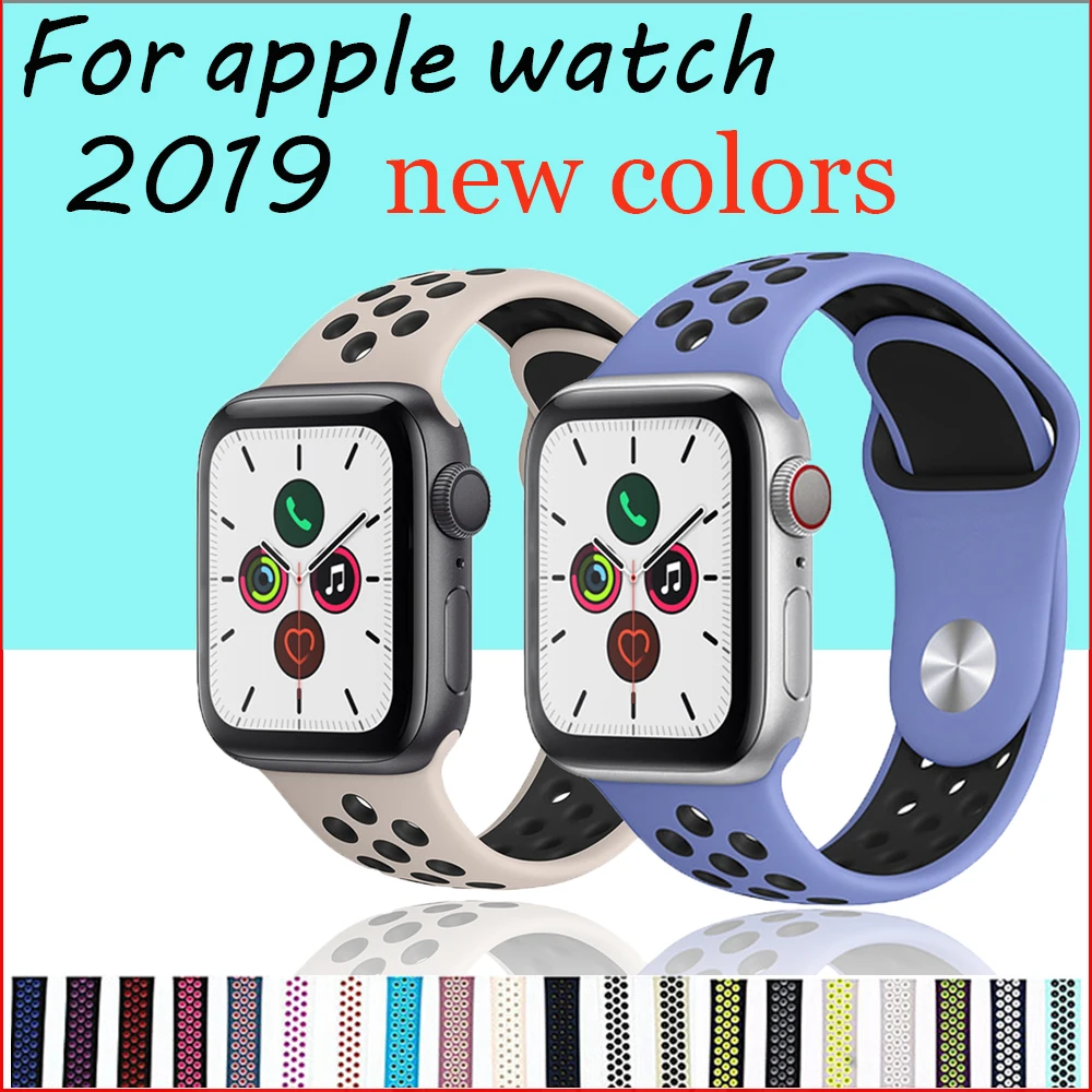 Дышащий силиконовый спортивный ремешок для Apple Watch 5 4 3 2 1 42 мм 38 мм резиновый ремешок для Nike+ Iwatch 5 4 3 40 мм 44 мм