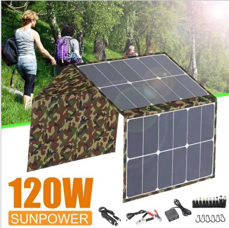 

120W Foldable Solar Panel Charger Kit for Portable Generator Power Station, Cell Phone and Laptop Power, Trailer Camper RV, Boat