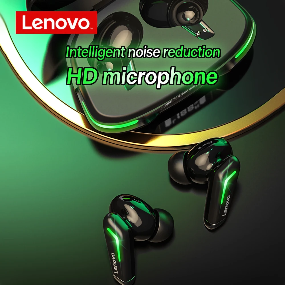 Беспроводные bluetooth-наушники lenovo gm3 tws с шумоподавлением и светодиодной подсветкой