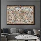 Большая абстрактная винтажная карта мира, алмазная вышивка, картина из бриллиантов, полная круглая квадратная картина 5d сделай сам, алмазная живопись, мозаика