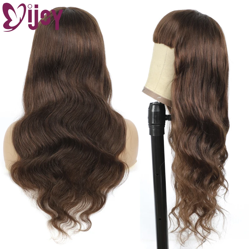 Парики из человеческих волос с челкой парик для чернокожих и коричневых