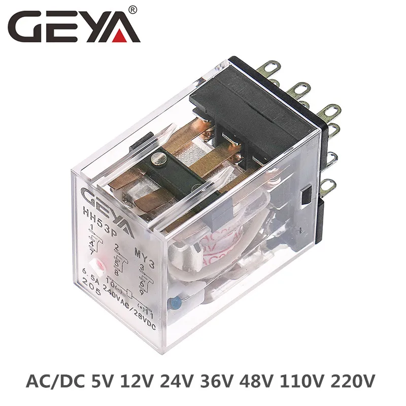 GEYA 11 шпильки мини реле DC5V DC12V DC24V AC110V AC220V HH53P 5A миниатюрное электромагнитное общего