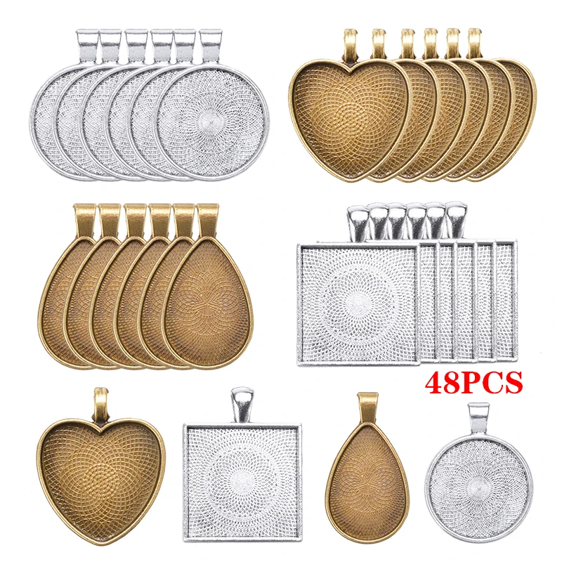 48 шт. квадратные заготовки для подвесок в форме сердца|Пищевые формочки| |