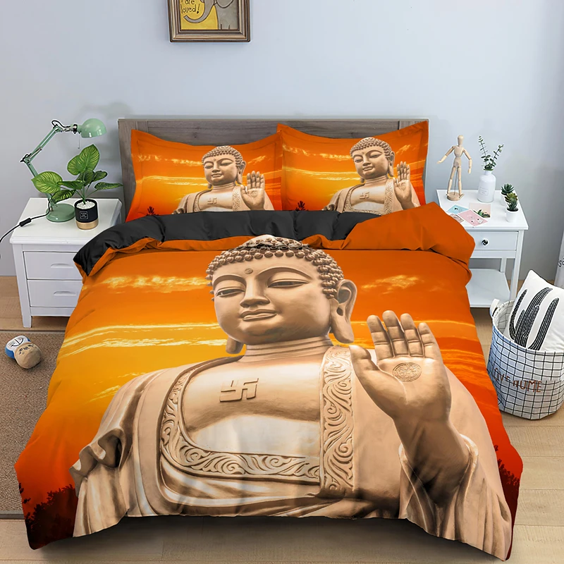

Peaceful Buddha Statue Duvet Cover Single Double King Queen Size Luxury Bedding Set With PIllowcase 2/3pcs Drop Shipping
